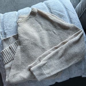 loft oatmeal crewneck knit sweater